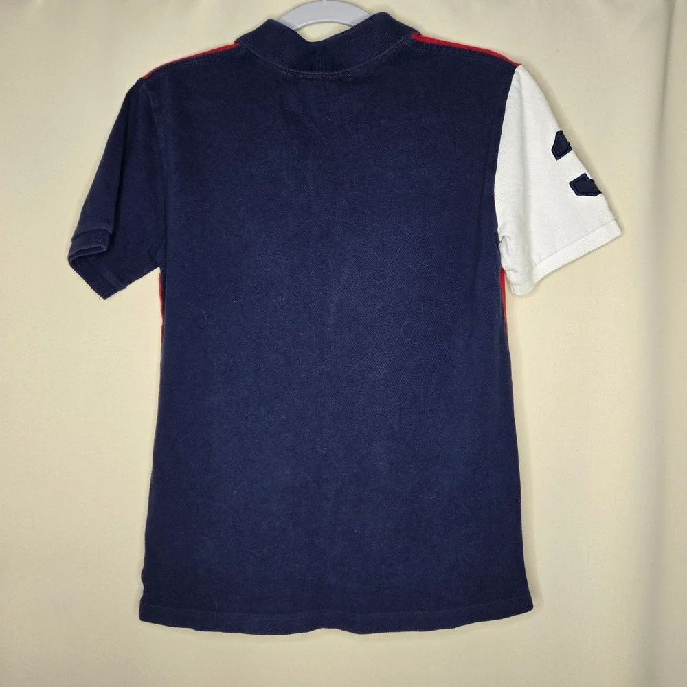 Ralph Lauren Polo Shirt Kids Boys M (10-12) American Flag Patch Colorblock